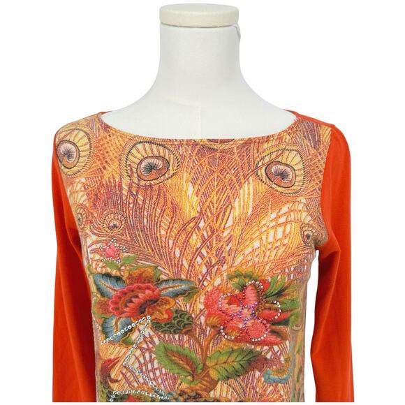 Y2K Vintage Topsy Turvy USA Rhinestone Graphic Tee 3/4 Sleeve Sz M Casual - Picture 2 of 6